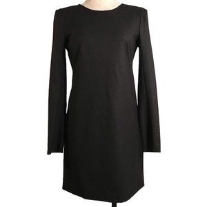 THEORY black wool long sleeve mini shift dress SZ 6